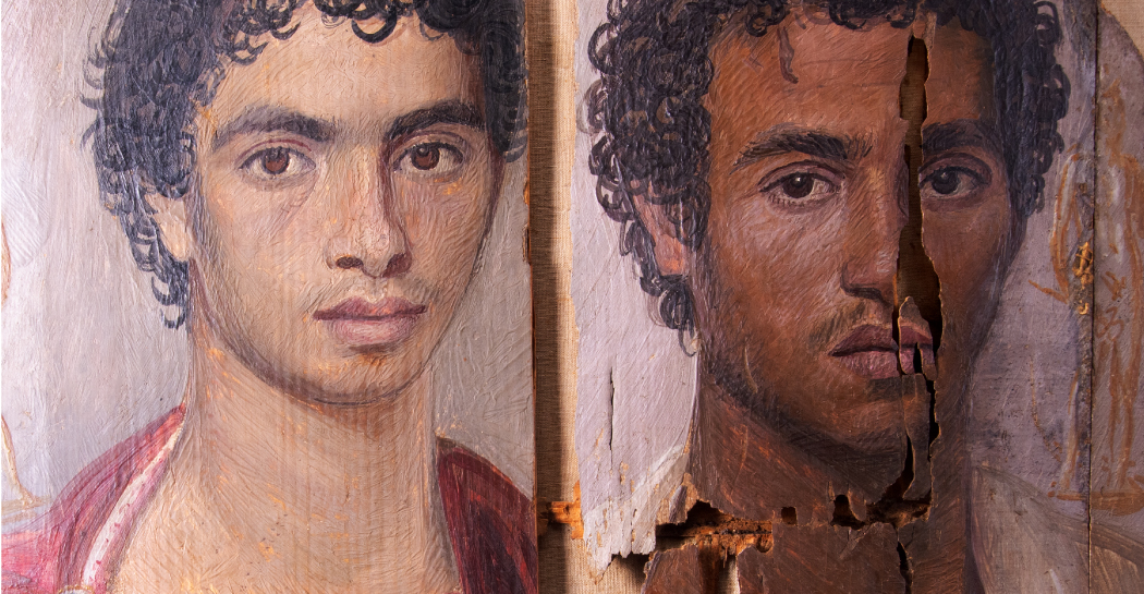 particolare del Tondo ligneo dei Due Fratelli (“Tondo di Antinoopolis”) Legno, pittura a encausto Egyptian Museum in Cairo