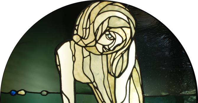 Duilio Cambellotti, La Fata, vetrata policroma legata a piombo, 1917