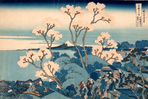 Katsushika Hokusai - Il Fuji da Gotenyama presso Shinagawa sul Tōkaidō, dalla serie Trentasei vedute del monte Fuji, 1830-1832 circa -  Silografia policroma, (…) - Kawasaki Isago no Sato Museum